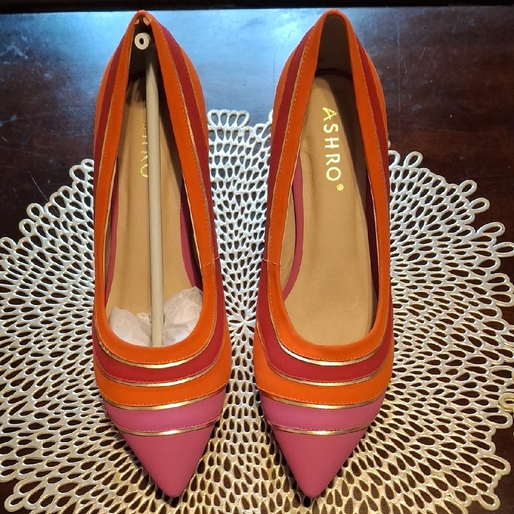 Ashro Vibrant Orange and Pink Heels